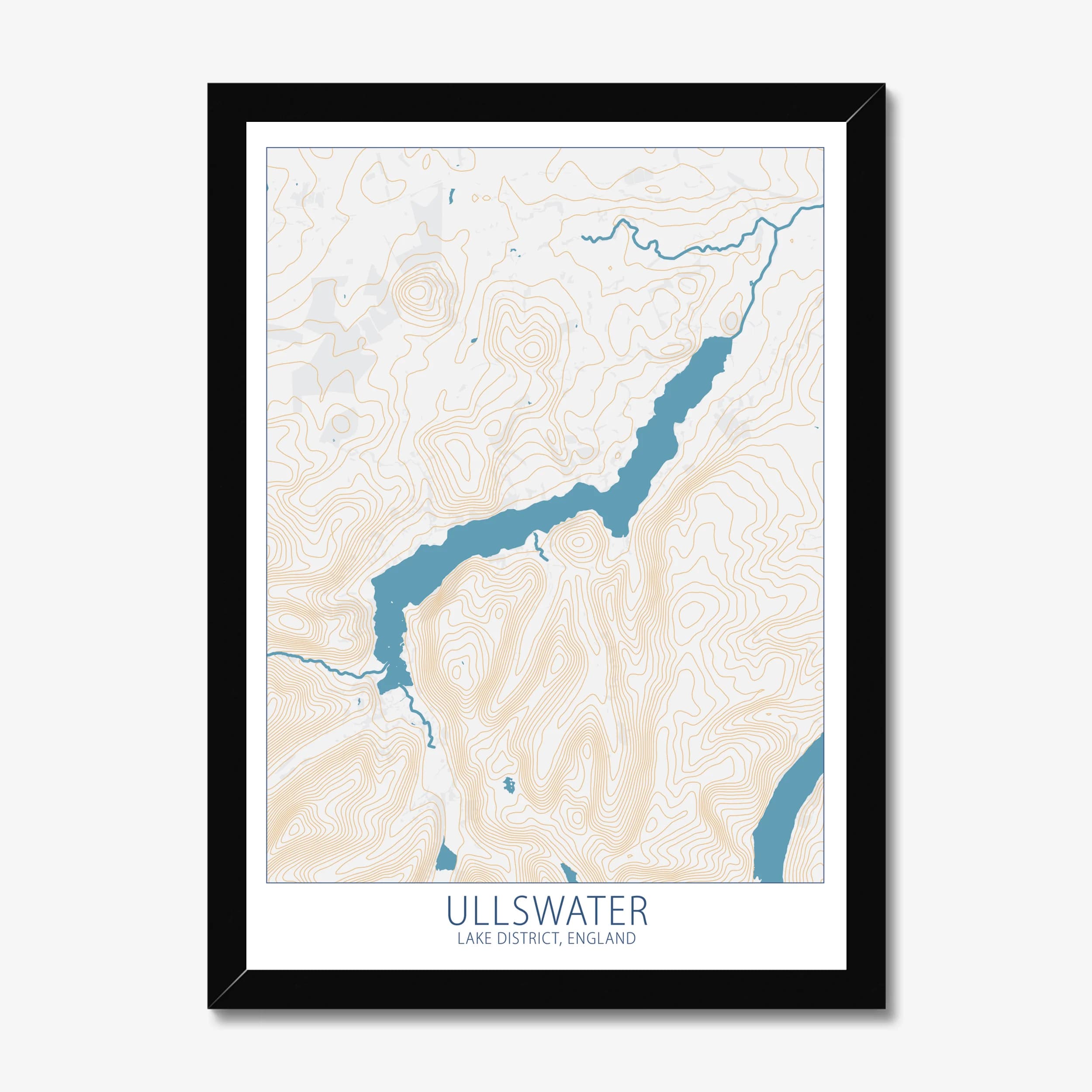 Ullswater, Lake District, England, Colour Contour — Map Art Print