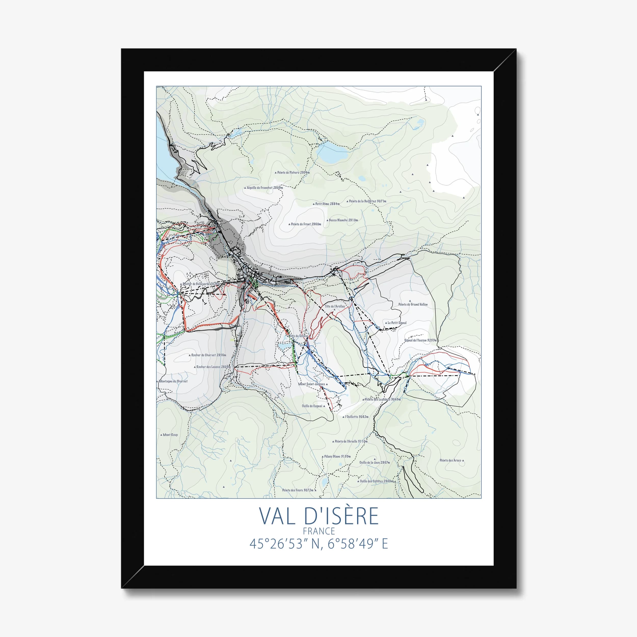 Val d'Isère, France — Ski Resort Map Art Print