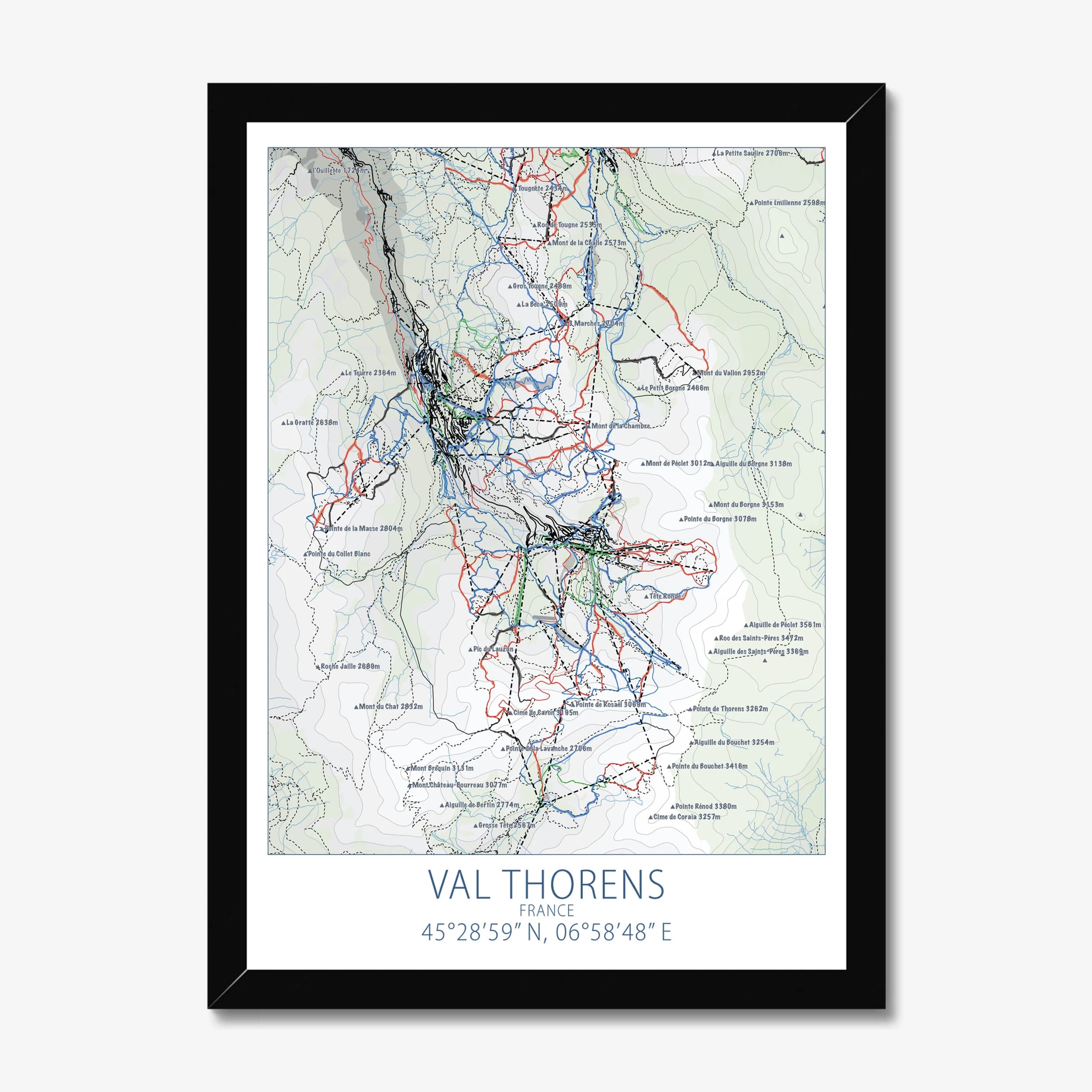 Val Thorens, French Alps — Map Art Print