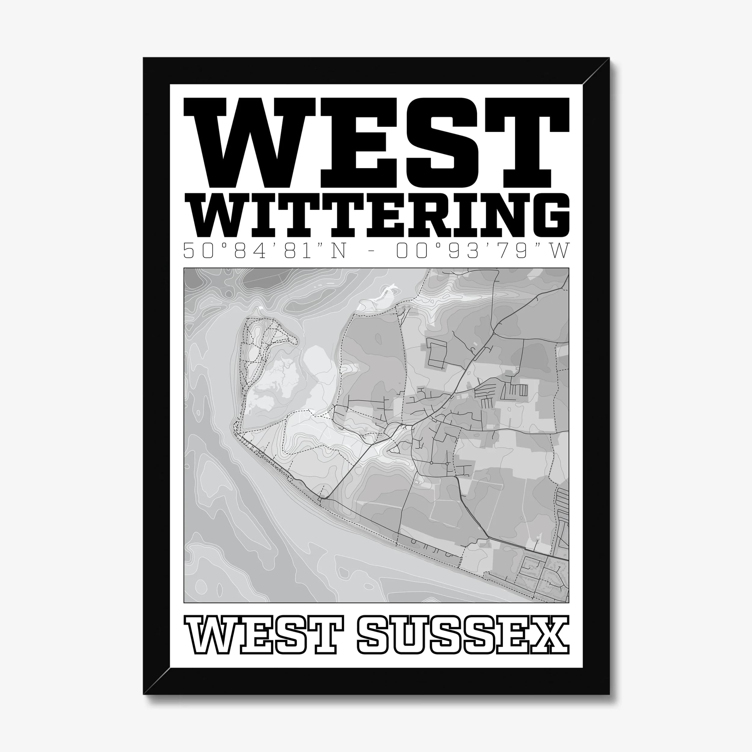 West Wittering, West Sussex — Map Art Print