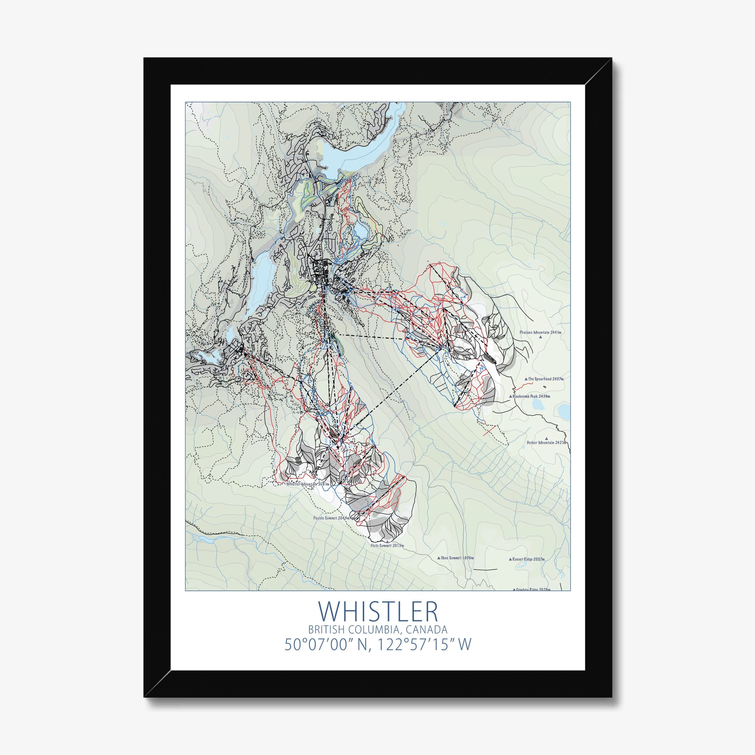 Whistler, Canada — Ski Resort Map Art Print