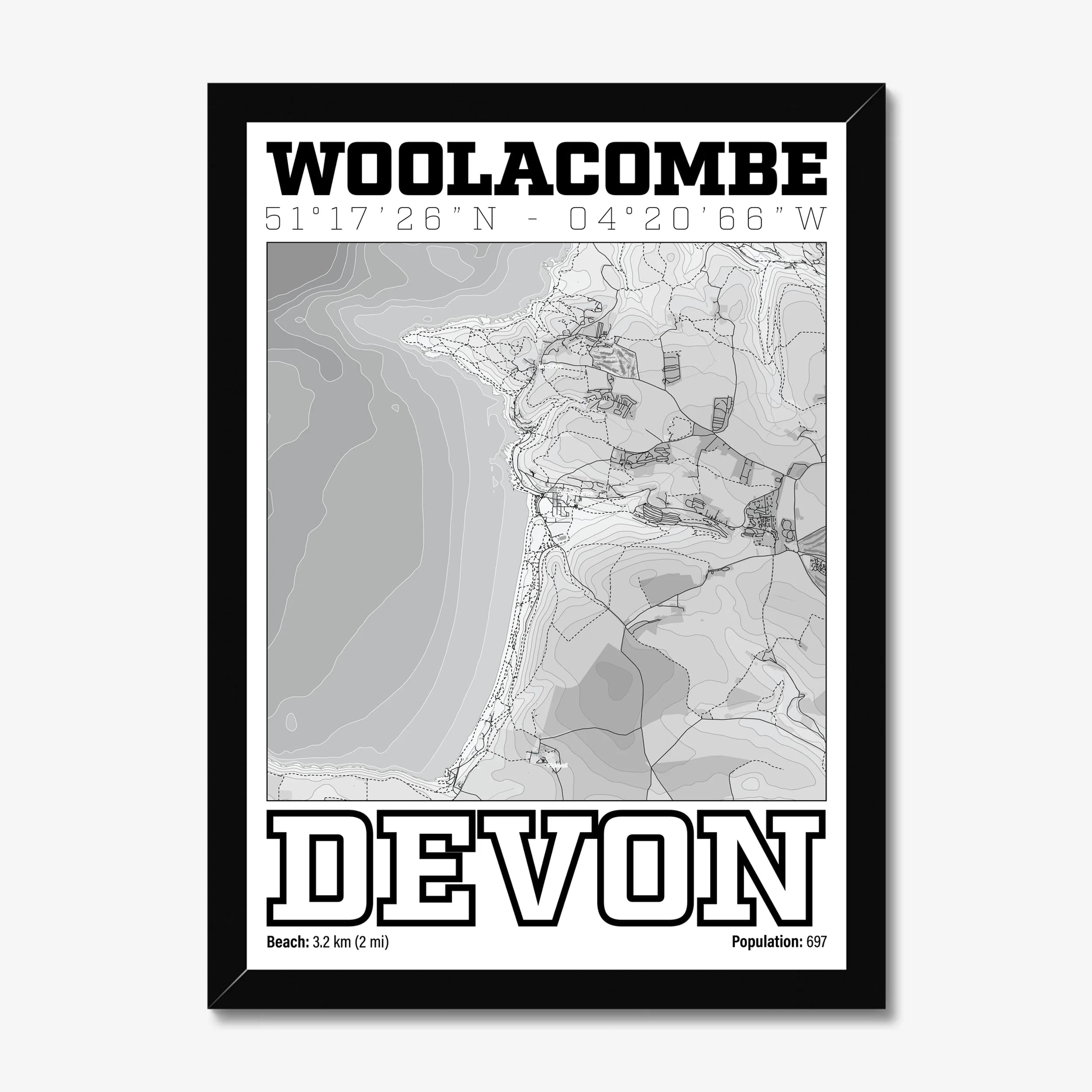 Woolacombe, Devon — Map Art Print