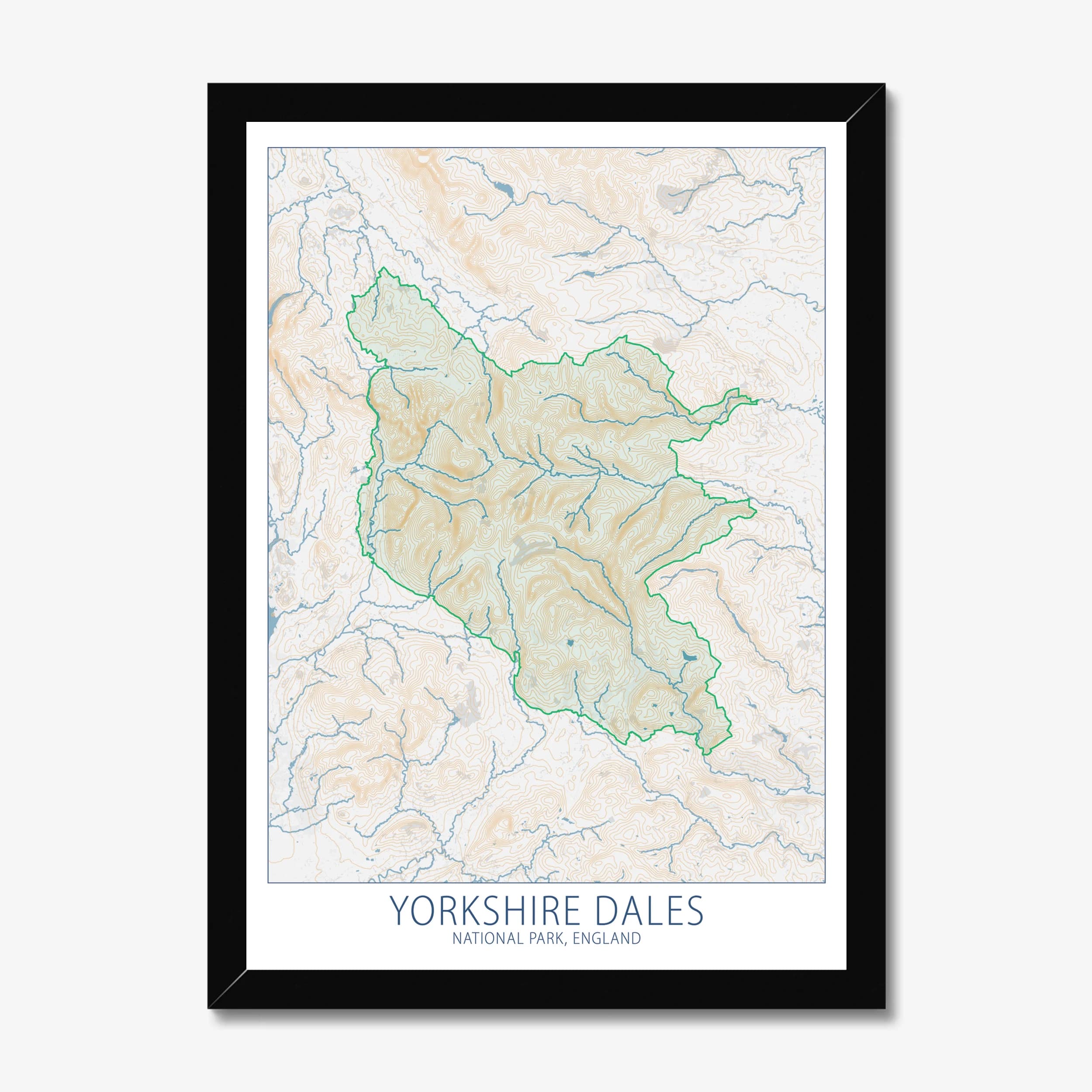 Yorkshire Dales National Park, England, Colour Contour — Map Art Print